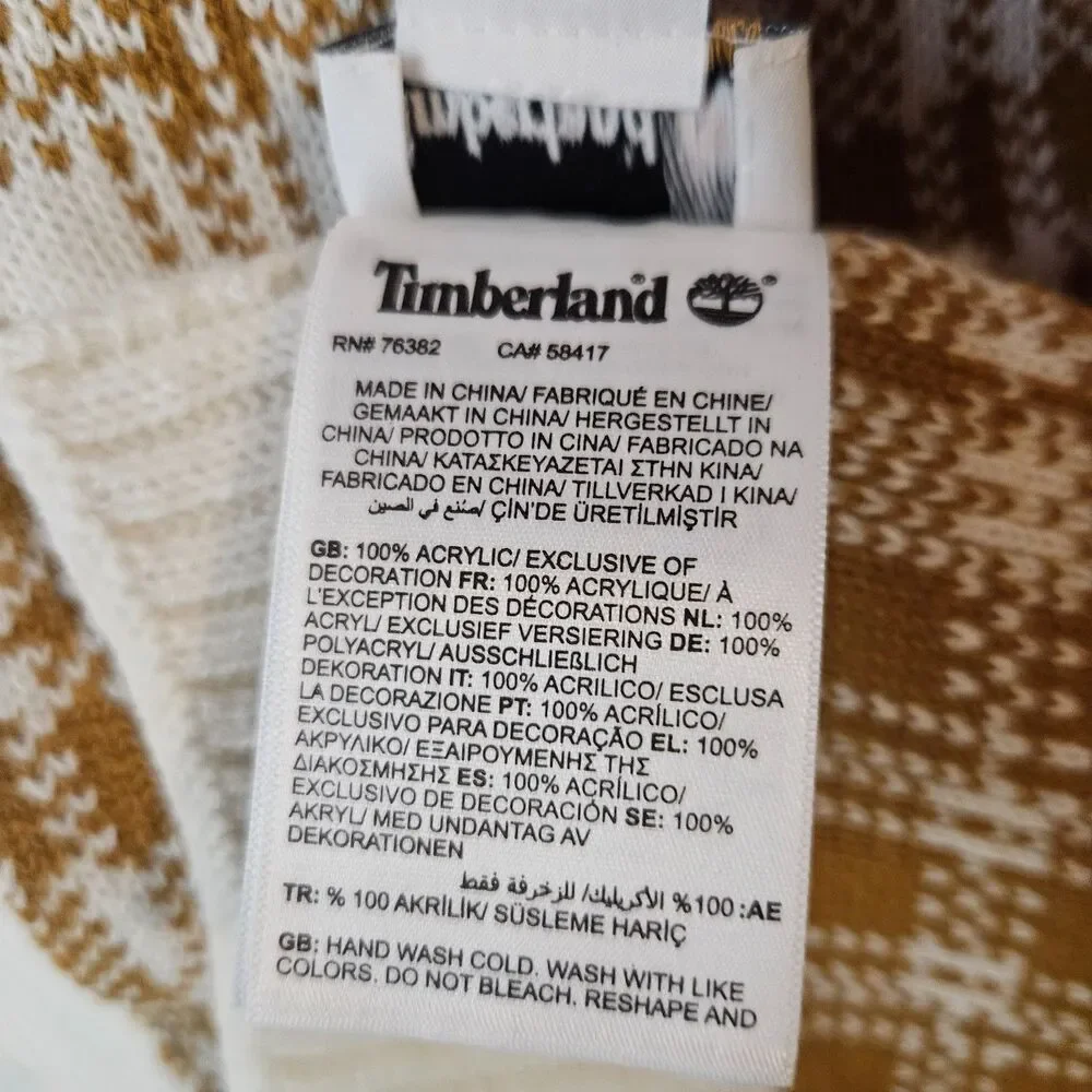 NEW Classic Timberland Gold Plaid Knit Scarf 10x62 Retail $60.00